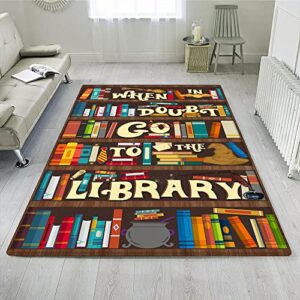area rug classroom decor – 5×8 rug – teacher gifts carpet – gifts for book lovers – classroom, living room, playroom, kids, library rug – room home decor