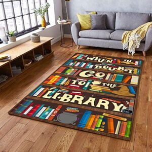 Area Rug Classroom Decor - 5x8 Rug - Teacher Gifts Carpet - Gifts for Book Lovers - Classroom, Living Room, Playroom, Kids, Library Rug - Room Home Decor