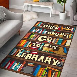 Area Rug Classroom Decor - 5x8 Rug - Teacher Gifts Carpet - Gifts for Book Lovers - Classroom, Living Room, Playroom, Kids, Library Rug - Room Home Decor