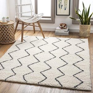 artistic weavers moroccan soft kasey shag area rug,5’3″ x 7′,cream/charcoal