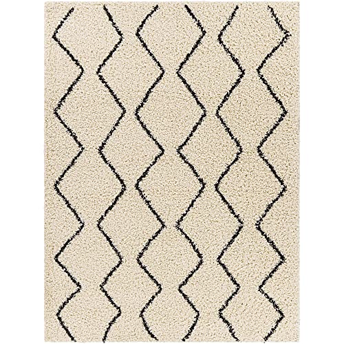 Artistic Weavers Moroccan Soft Kasey Shag Area Rug,5'3" x 7',Cream/Charcoal