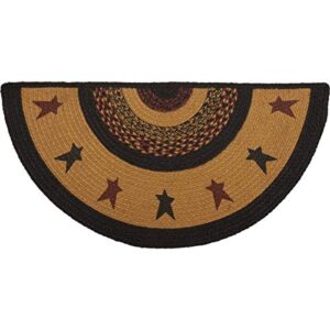 vhc brands heritage farms half circle star jute rug 16.5×33 country braided flooring, tan