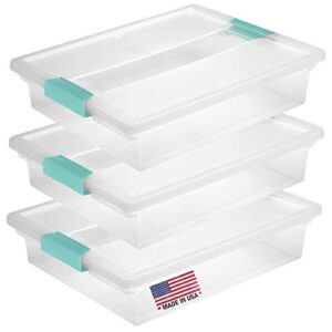 tribello plastic storage containers with lids for organizing – (large – 14 x 13 x 3)