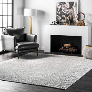 nuloom vintage exie area rug, 6 ft, light grey