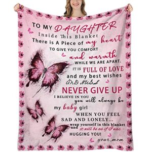 uhankru daughter blanket from mom, daughter gifts for birthday, gifts for daughter graduation blanket, mother to daughter throw blanket 60″x50″