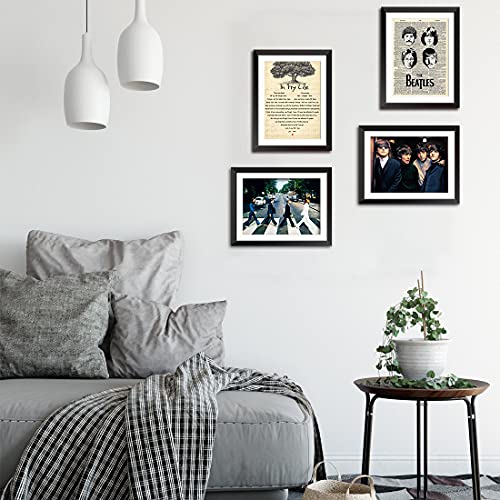 Rock Band Poster - Set of 4 Panels UNFRAMED Vintage Canvas Prints Cool Wall Art 8*10" Music Posters Band Posters Dictionary Inspirational Wall Art Beatles Gifts for Men Women Music and Rock N Roll Fans