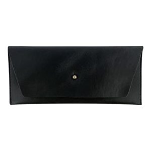 Hide & Drink, Long Utility Pouch Handmade from Full Grain Leather - Stylish Wallet for Carrying and Storing Cash, Coins, Cards - Vintage, Minimalist Style Clutch, Makes a Great Gift (Charcoal Black)