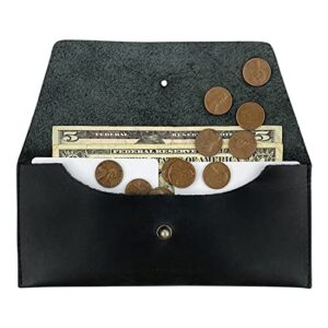 Hide & Drink, Long Utility Pouch Handmade from Full Grain Leather - Stylish Wallet for Carrying and Storing Cash, Coins, Cards - Vintage, Minimalist Style Clutch, Makes a Great Gift (Charcoal Black)