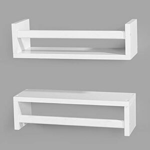 ZGZD White Floating Shelves Wall Shelf for Kitchen Spice Rack or Bathroom Organizer, Set of 2