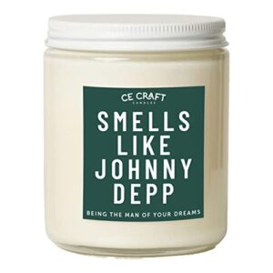 ce craft – smells like johnny depp candle – bourbon vanilla soy wax candle, gift for her, girlfriend gift, johnny depp gift, celebrity prayer candle, celeb gift