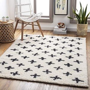 artistic weavers moroccan soft mora shag area rug,5’3″ x 7′, cream/charcoal