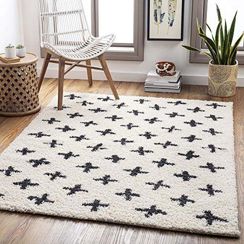 Artistic Weavers Moroccan Soft Mora Shag Area Rug,5'3" x 7', Cream/Charcoal