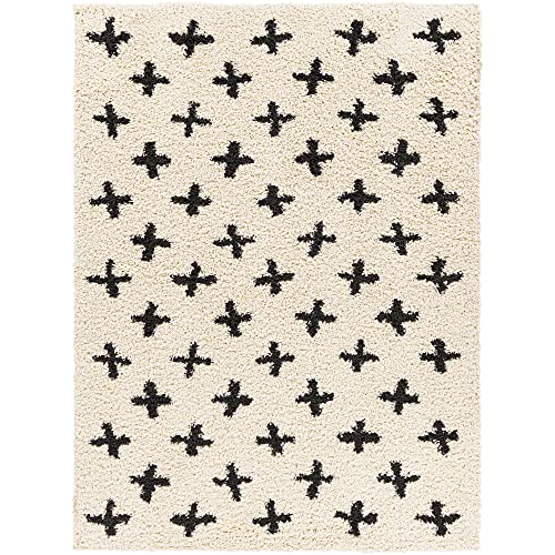 Artistic Weavers Moroccan Soft Mora Shag Area Rug,5'3" x 7', Cream/Charcoal