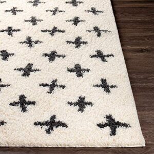 Artistic Weavers Moroccan Soft Mora Shag Area Rug,5'3" x 7', Cream/Charcoal