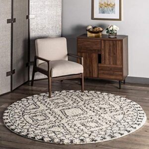 nuLOOM Lacey Moroccan Geometric Shag Area Rug, 6' 7" x 9', Off-white