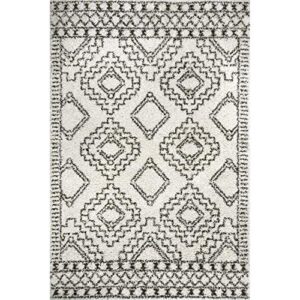 nuLOOM Lacey Moroccan Geometric Shag Area Rug, 6' 7" x 9', Off-white