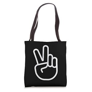 hand peace sign vintage distressed hippie boho tote bag