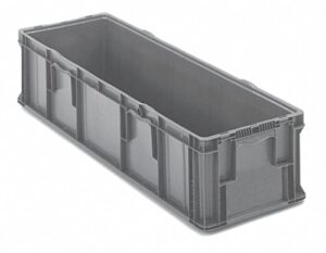 straight wall container, gray, 10 3/4 inh x 48 inl x 15 inw, 1ea