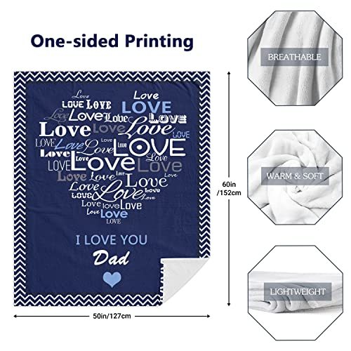 Ivivis I Love You Dad Gifts Blanket 60"x50", Father's Day Christmas Birthday Gifts for Dad Father from Daughter Son, Lightweight Cozy Fleece Plush Throw Blankets for Bed Sofa Daddy New Dad Gift Idea