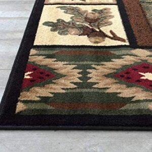 Champion Rugs Cabin Style Area Rug Rustic Western Country Bear Elk Deer Bear Wildlife Lodge Native American Design (5’ 3” X 7’ 5”)