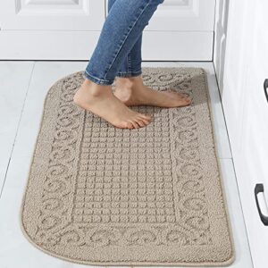 39x20inch anti fatigue kitchen rug mats are made of 100% polypropylene half round rug cushion specialized in anti slippery and machine washable,beige