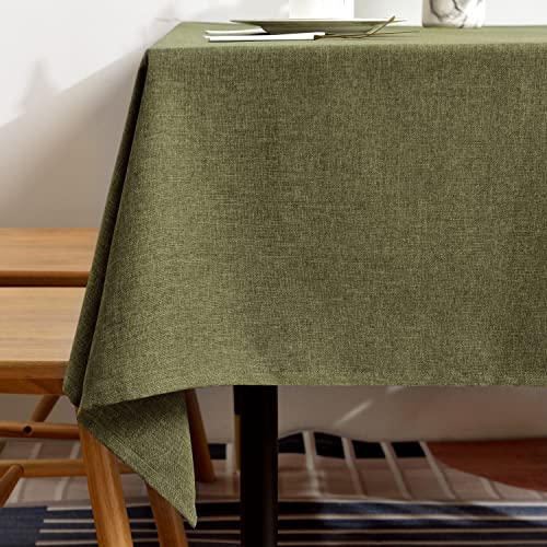 BALCONY & FALCON Washable Linen Rectangular Tablecloth, Waterproof, Oil-Proof, Crease-Proof and Dust-Proof Tablecloth, Used for Gatherings, Restaurants, Kitchens, Banquets (Olive, 55 * 70inch)