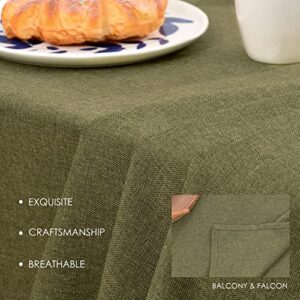 BALCONY & FALCON Washable Linen Rectangular Tablecloth, Waterproof, Oil-Proof, Crease-Proof and Dust-Proof Tablecloth, Used for Gatherings, Restaurants, Kitchens, Banquets (Olive, 55 * 70inch)