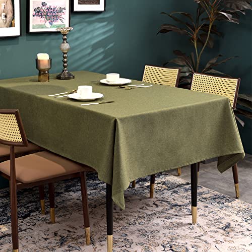 BALCONY & FALCON Washable Linen Rectangular Tablecloth, Waterproof, Oil-Proof, Crease-Proof and Dust-Proof Tablecloth, Used for Gatherings, Restaurants, Kitchens, Banquets (Olive, 55 * 70inch)