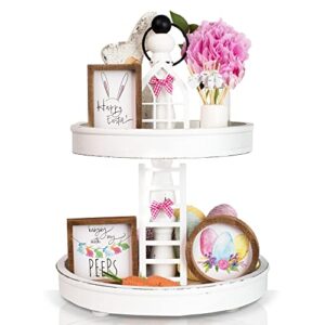 beautiful two tiered tray – rustic wooden serving tray enhances your spring decor – perfect for your home decorations