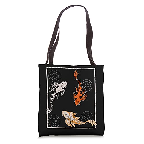 Three Japanese Koi Carp Fish Fun Cool Fishing Lover Graphic Tote Bag