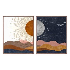 Sun and Moon, Boho Art, Decorative Wall Art, Desert Prints, Modern Abstract Art, Sunshine Decor, Bedroom Wall Art, Above Bed, Set of 2 Prints UNFRAMED (Large)