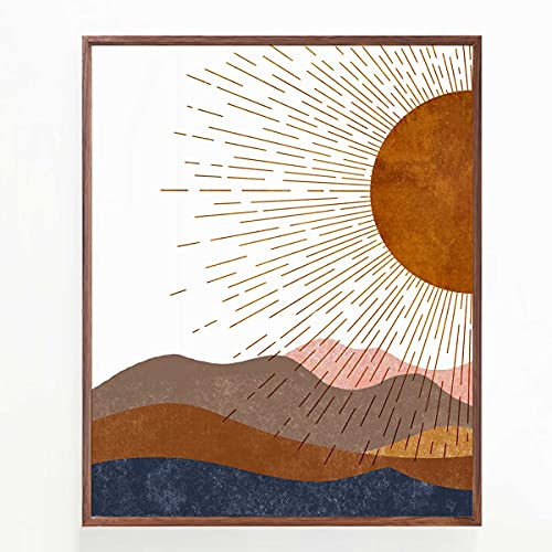 Sun and Moon, Boho Art, Decorative Wall Art, Desert Prints, Modern Abstract Art, Sunshine Decor, Bedroom Wall Art, Above Bed, Set of 2 Prints UNFRAMED (Large)