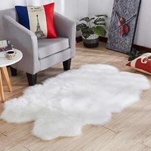 hebe faux fur rug 4’x6′ large white sheepskin shag area rugs thick plush throw rug carpet for living room bedroom baby nursery childrens room rug