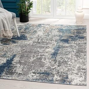 luxe weavers euston collection 7679 dark blue-light blue 8×10 modern abstract area rug