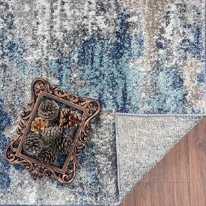 LUXE WEAVERS Euston Collection 7679 Dark Blue-Light Blue 8x10 Modern Abstract Area Rug