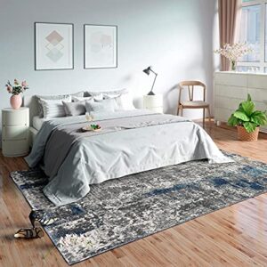 LUXE WEAVERS Euston Collection 7679 Dark Blue-Light Blue 8x10 Modern Abstract Area Rug