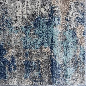 LUXE WEAVERS Euston Collection 7679 Dark Blue-Light Blue 8x10 Modern Abstract Area Rug