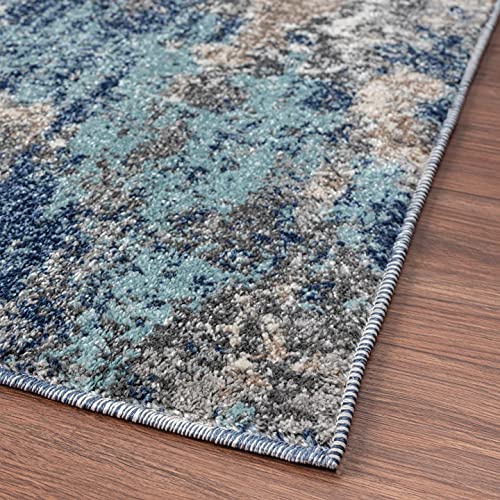 LUXE WEAVERS Euston Collection 7679 Dark Blue-Light Blue 8x10 Modern Abstract Area Rug