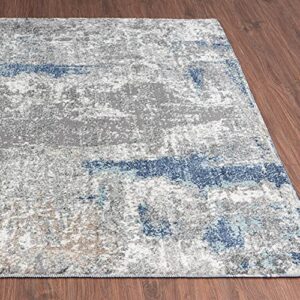 LUXE WEAVERS Euston Collection 7679 Dark Blue-Light Blue 8x10 Modern Abstract Area Rug