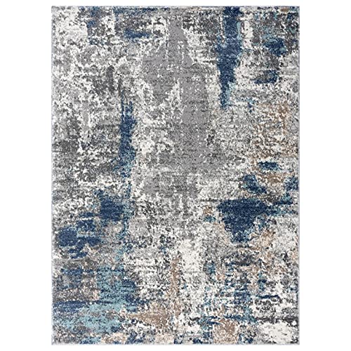 LUXE WEAVERS Euston Collection 7679 Dark Blue-Light Blue 8x10 Modern Abstract Area Rug