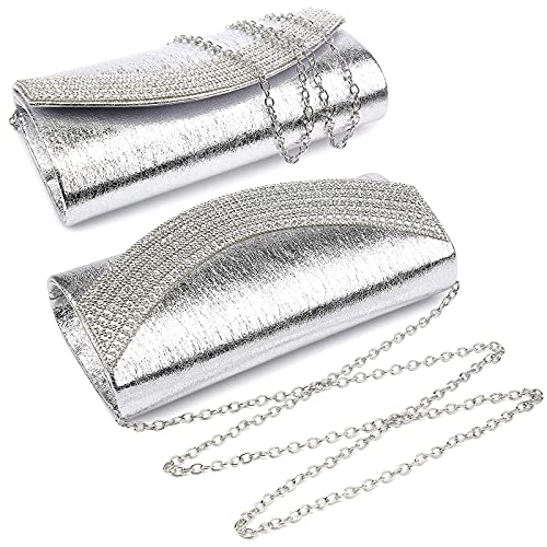 Dasein Womens Clutch Purses Rhinestone Evening Bags Formal Wedding Party Purse Prom Handbags (Silver)