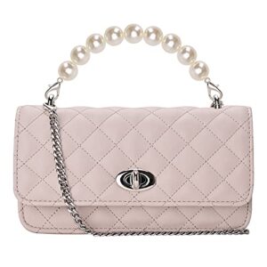 gm likkie clutch purse for women, evening envelope quilted wallet bag, crossbody foldover pearl wedding shoulder handbag (nude pink)