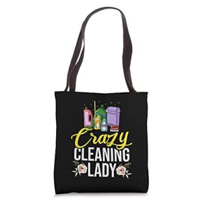 crazy cleaning lady housekeeping housekeeper tote bag