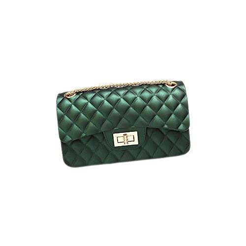 Semi Metallic Matte Jelly Evening Bag Clutch Shoulder Crossbody Purse Women (Green)