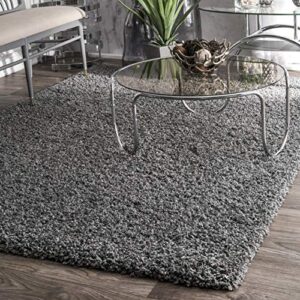 nuloom marleen contemporary shag area rug, 6′ square, grey