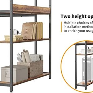 CubiCubi Computer Corner Desk with Storage Shelves, 47 Inch Small L Shaped Computer Desk, Home Office Writing Desk with 2 Hooks, Brown