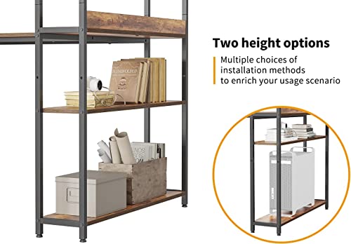 CubiCubi Computer Corner Desk with Storage Shelves, 47 Inch Small L Shaped Computer Desk, Home Office Writing Desk with 2 Hooks, Brown