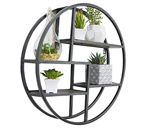 6 tier Black Round Floating Shelves, ABN5E094S-BLK