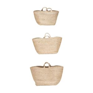 bloomingville hand-woven jute handles, natural, set of 3 basket, 3
