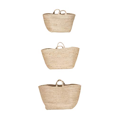 Bloomingville Hand-Woven Jute Handles, Natural, Set of 3 Basket, 3